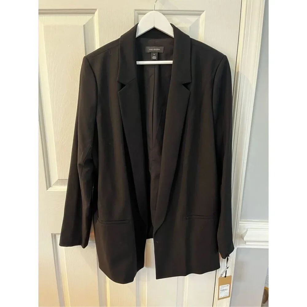Halogen Black Tuxedo Style Open Front Jacket Blazer sz 1X NWT